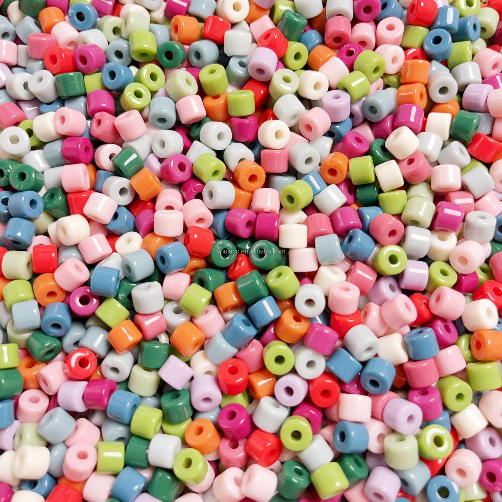 Colorful 6mm Round Opaque Color Acrylic Plastic Jewelry Making Spacer Beads For Mobile Phone Strap