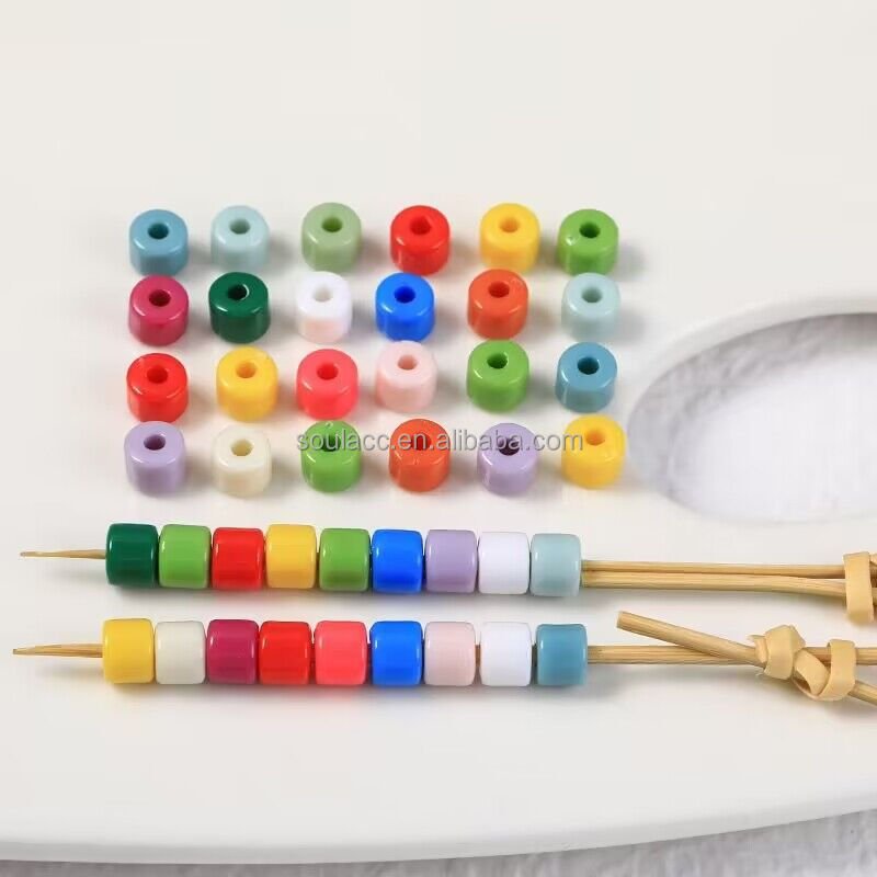 Colorful 6mm Round Opaque Color Acrylic Plastic Jewelry Making Spacer Beads For Mobile Phone Strap