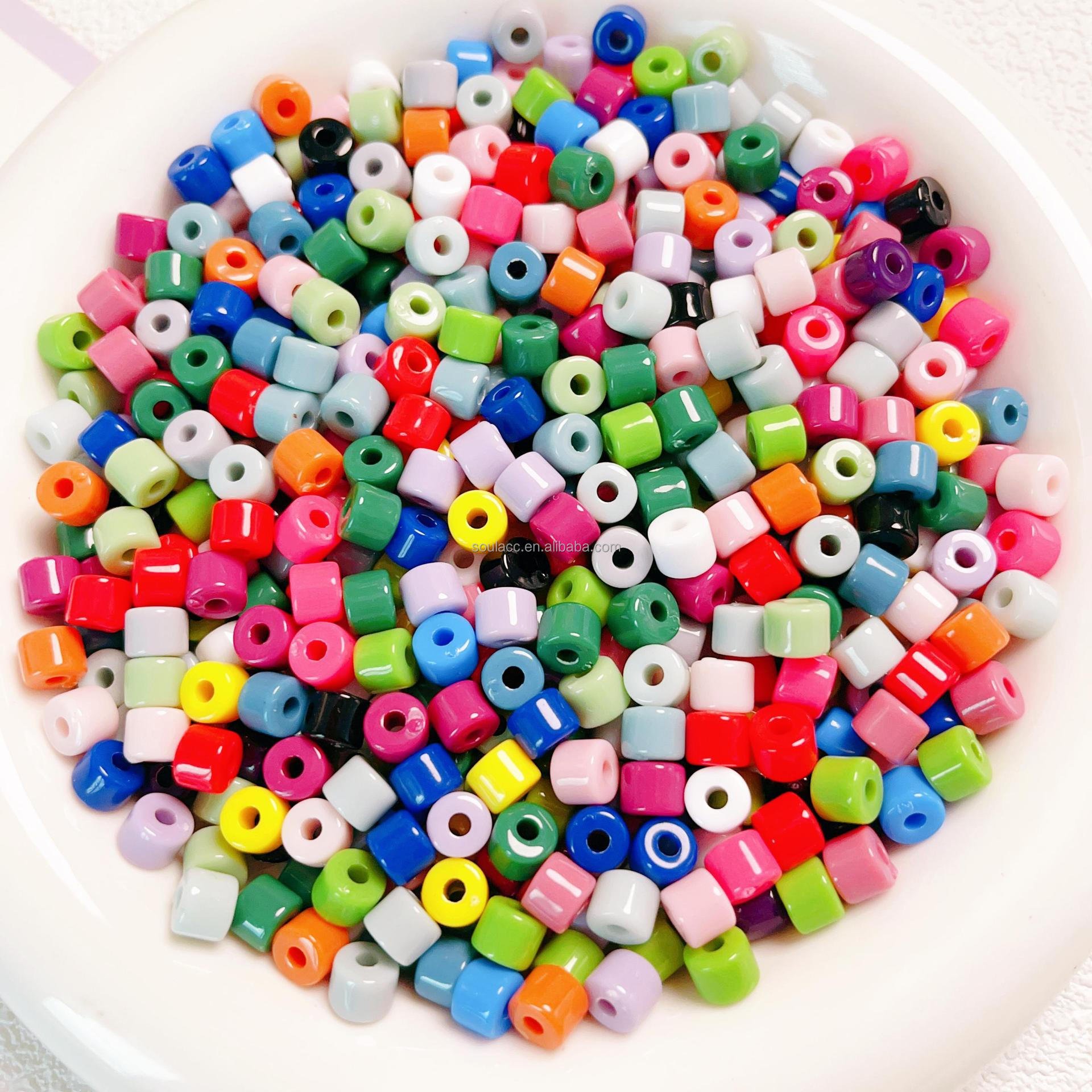 Colorful 6mm Round Opaque Color Acrylic Plastic Jewelry Making Spacer Beads For Mobile Phone Strap