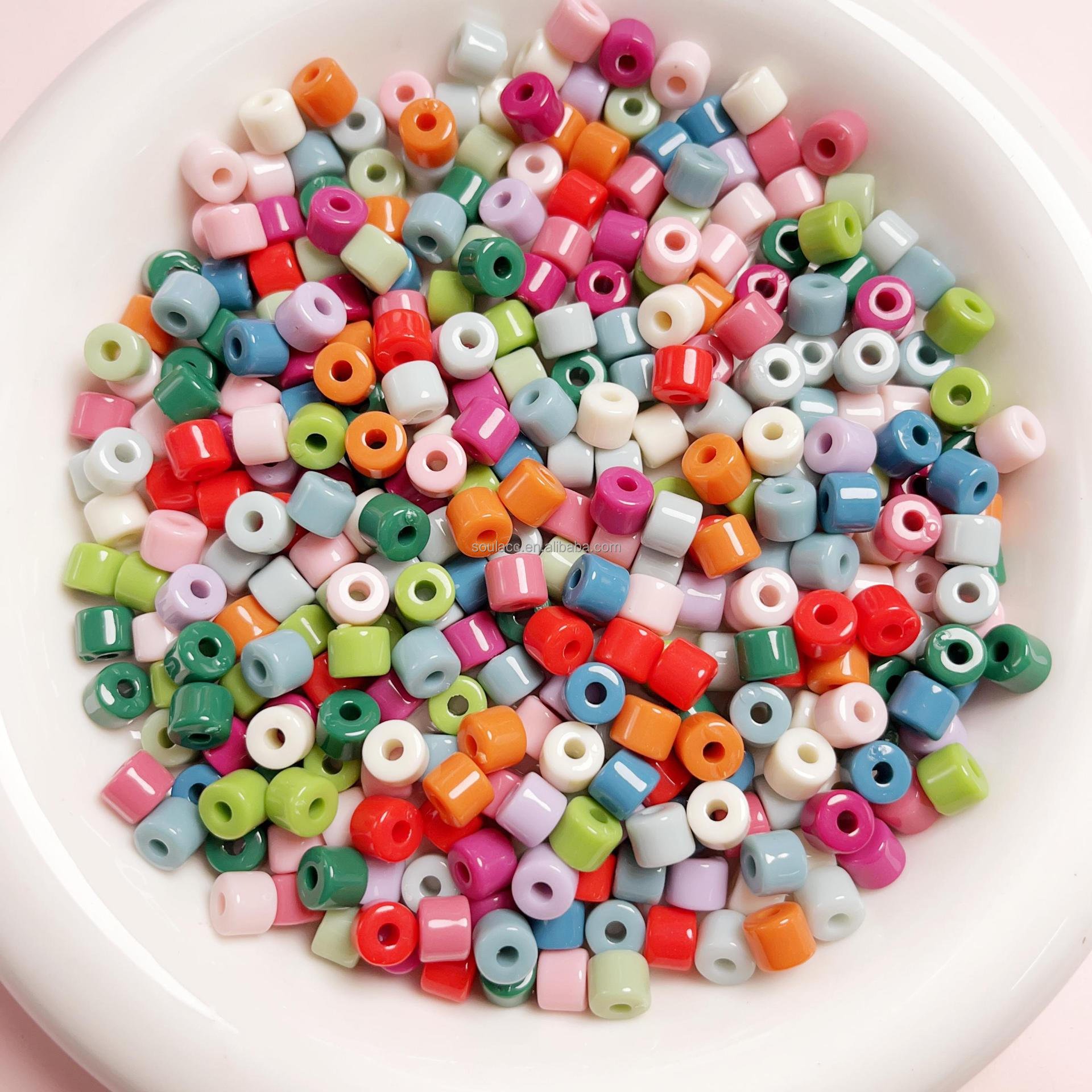 Colorful 6mm Round Opaque Color Acrylic Plastic Jewelry Making Spacer Beads For Mobile Phone Strap