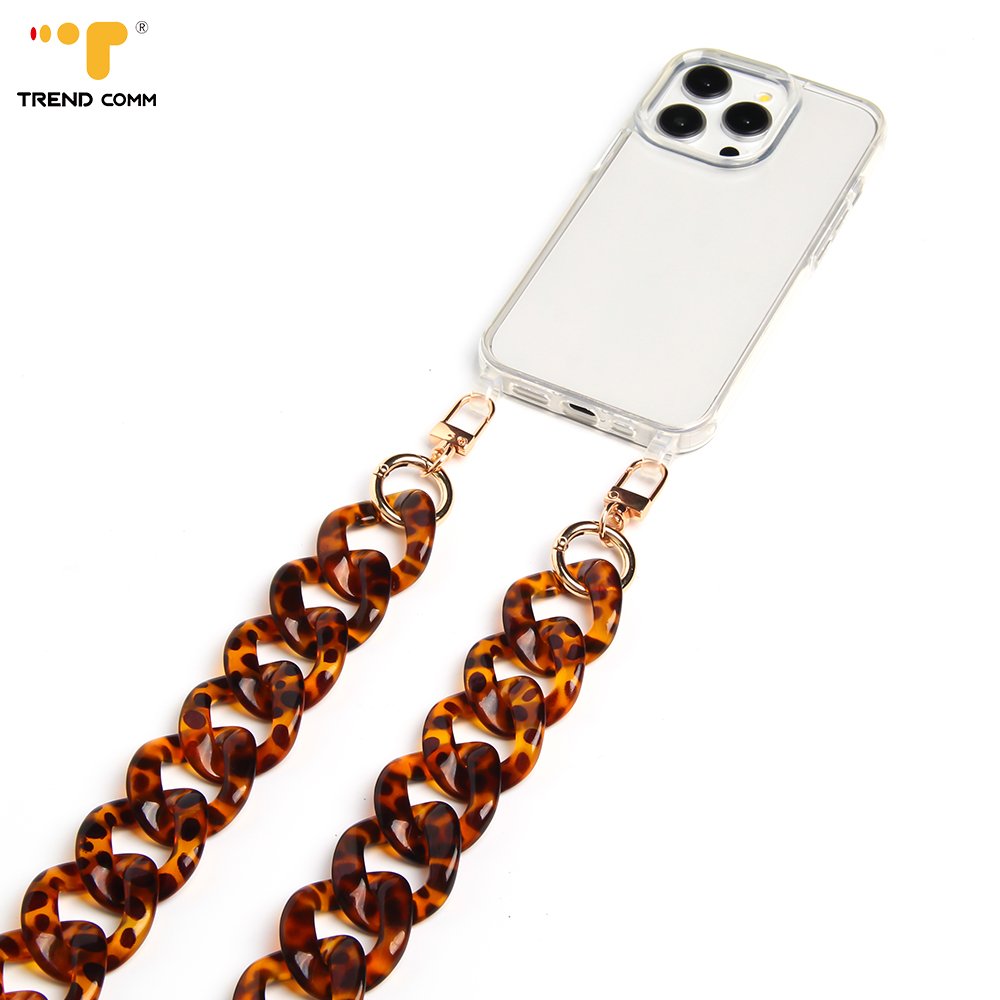 Cross body customized keychain hand resin acrylic links for hanging mobile lanyard cellphone charm strap necklace chain