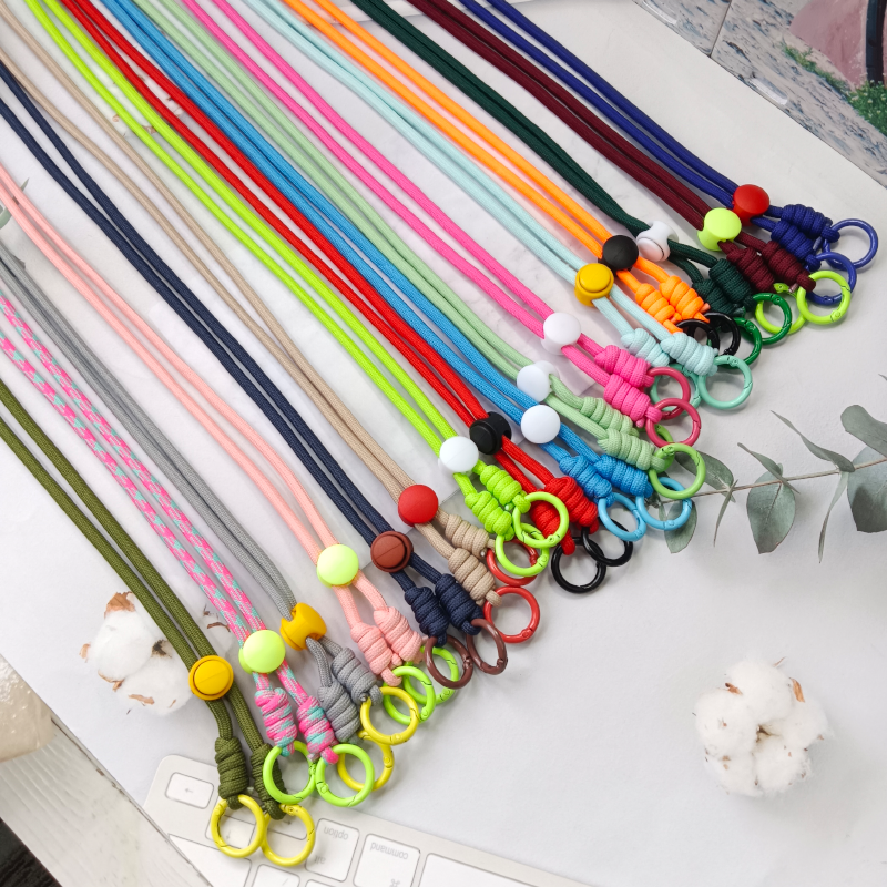 mobile phone lanyard single button creative long neck hanging woven lanyard detachable anti loss mobile phone accessories