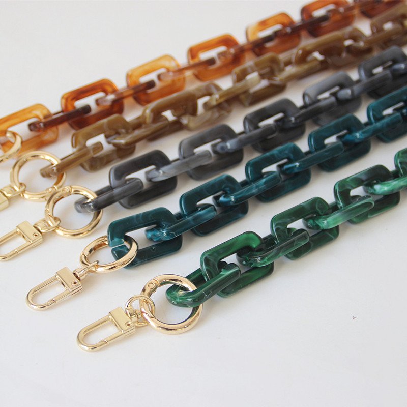 New Woman Handbag Chain Brown Beige Acrylic Chunky Blue Resin Shoulder Purse Lanyard Mobile Phone Charm Strap