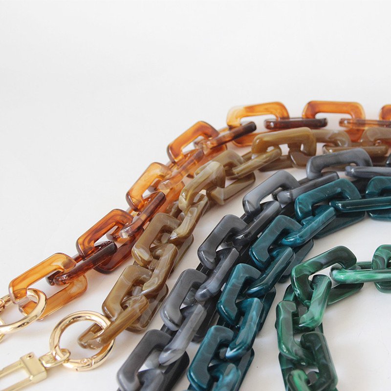 New Woman Handbag Chain Brown Beige Acrylic Chunky Blue Resin Shoulder Purse Lanyard Mobile Phone Charm Strap