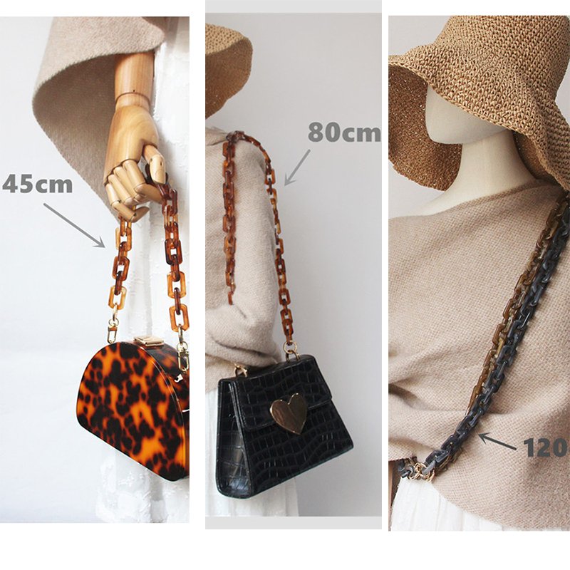 New Woman Handbag Chain Brown Beige Acrylic Chunky Blue Resin Shoulder Purse Lanyard Mobile Phone Charm Strap