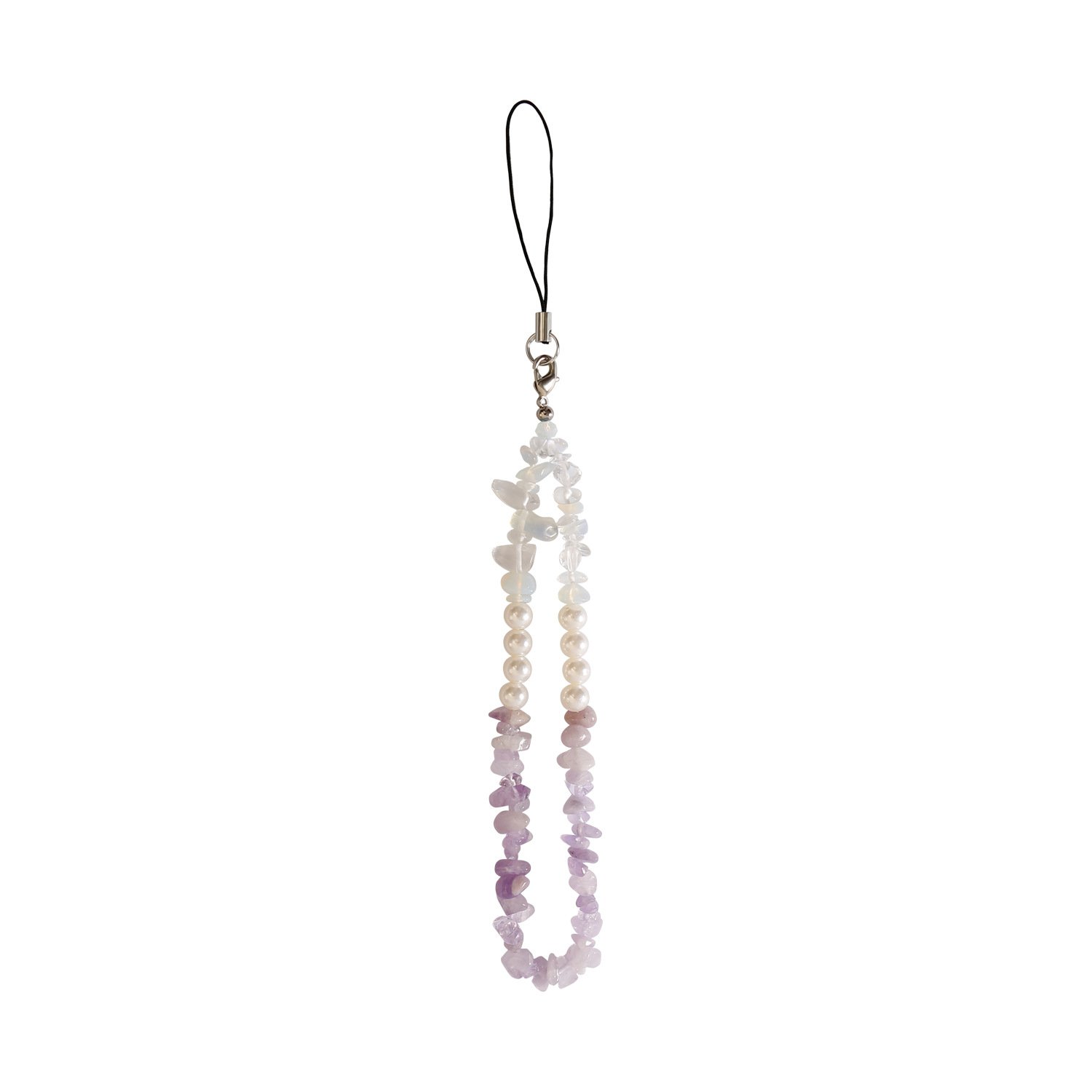 Gravel Beads Phone Strap Beaded Phone Accessories Necklace Chain with Carabiner for The Phone Case Jewelry Lanyard Hanging