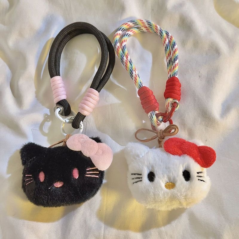 New Cartoon Kitty Mobile Phone Straps Anime Plush Toys Pendant Keychain Kawaii Women Bags Keyring Children Birthday Gifts