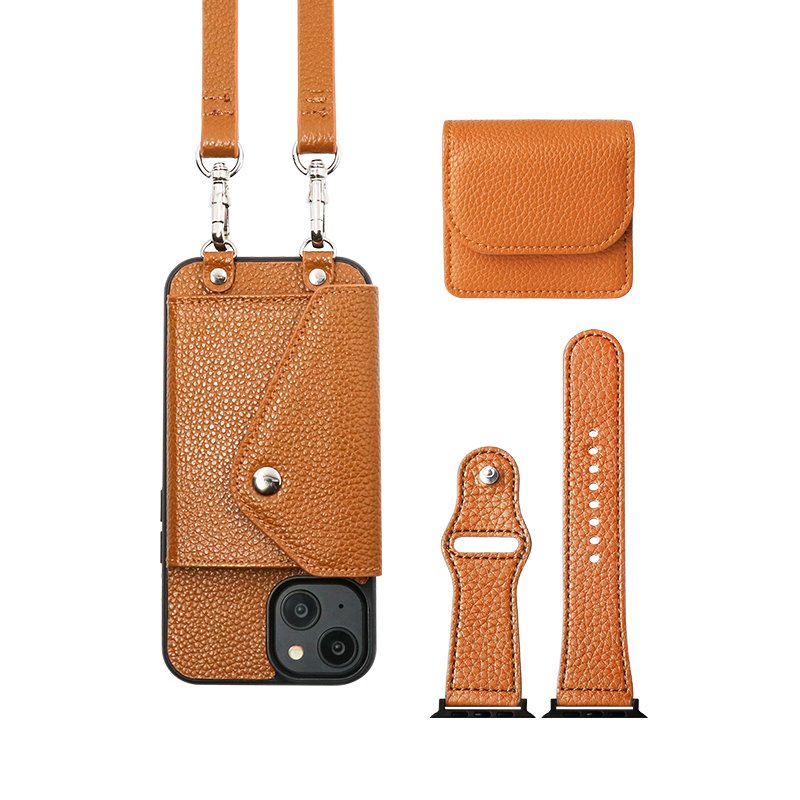 2024 fashion trend genuine leather utility crossbody phone case with card holder