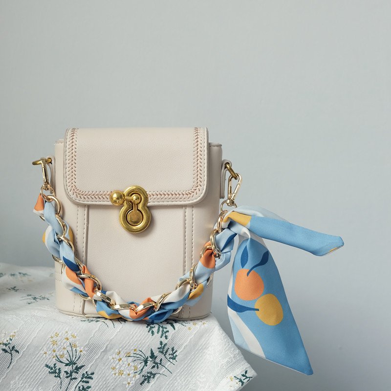 Metal Silk Scarf Short Phone Chain Shoulder DIY Chain 36cm Handbag Accessory Replacement Fruit Blue Flower Silk Phone Bracelet