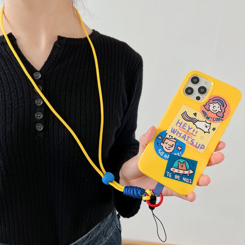 Color Detachable Phone Necklace Lanyard For Mobile Phone Strap With Patch Hanging Adjustable Phone Cord Rope Strap