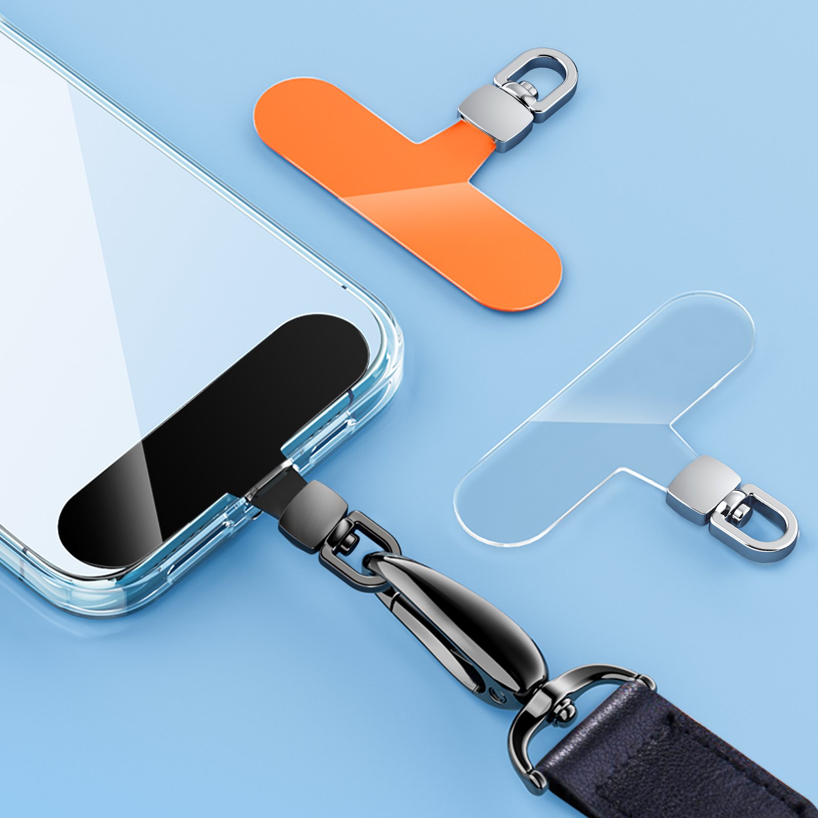 Mobile Phone Lanyard Patch Strap Clip Rotatable Charm Tether Tab Transparent TPU Cell Smartphone Accessories Chain Case