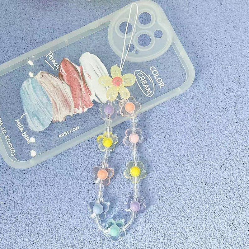 2024 New Designer Flower Beaded Mobile Phone Case Anti-Lost Wrist Strap Sweet Charm Cellphone Chain
