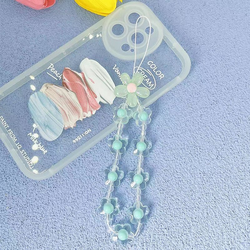 2024 New Designer Flower Beaded Mobile Phone Case Anti-Lost Wrist Strap Sweet Charm Cellphone Chain