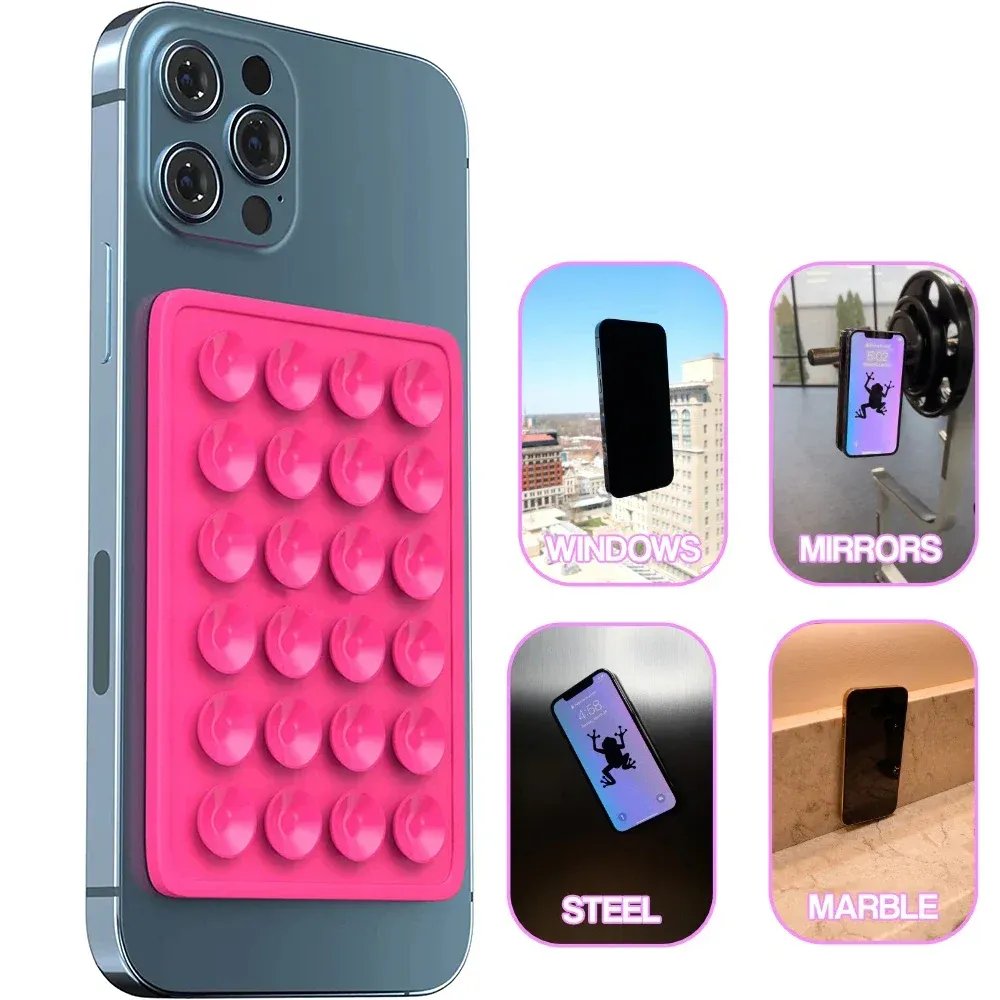 24 Cups Fixture Suction Cup Backed Adhesive Grip Silicone Mobile Phone Strap Holder phone Accessories Phone Sucker For Mirror