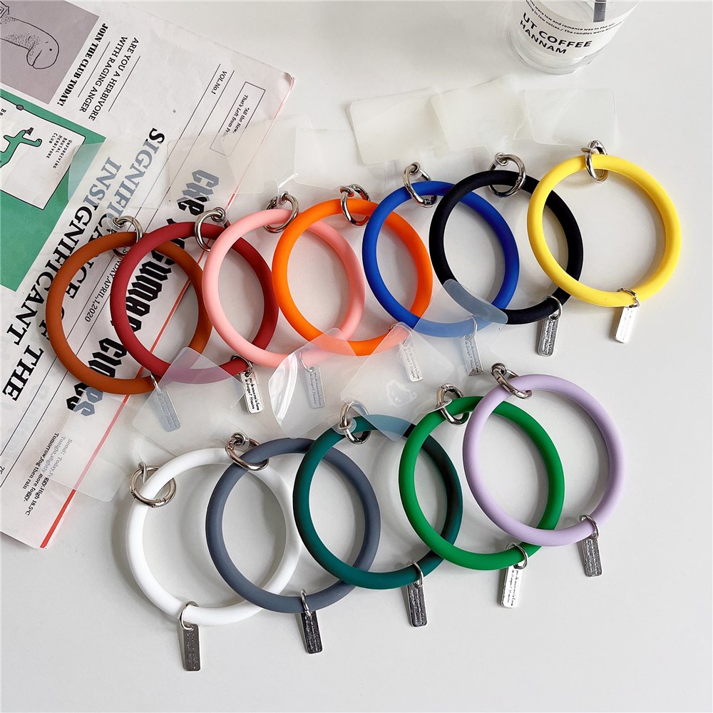 Fashion Silicone Solid Color Mobile Phone Pendant Bracelet Keychain Anti-fall Anti-lost Wrist Strap Easy to Carry ornaments