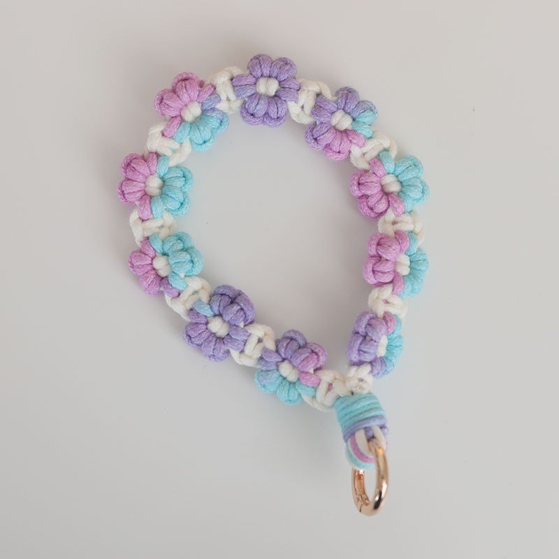 New DIY Handwoven Flower Daisy Keychain Handmade Wrist Hands Phone Lanyard For Mobile Phone Case