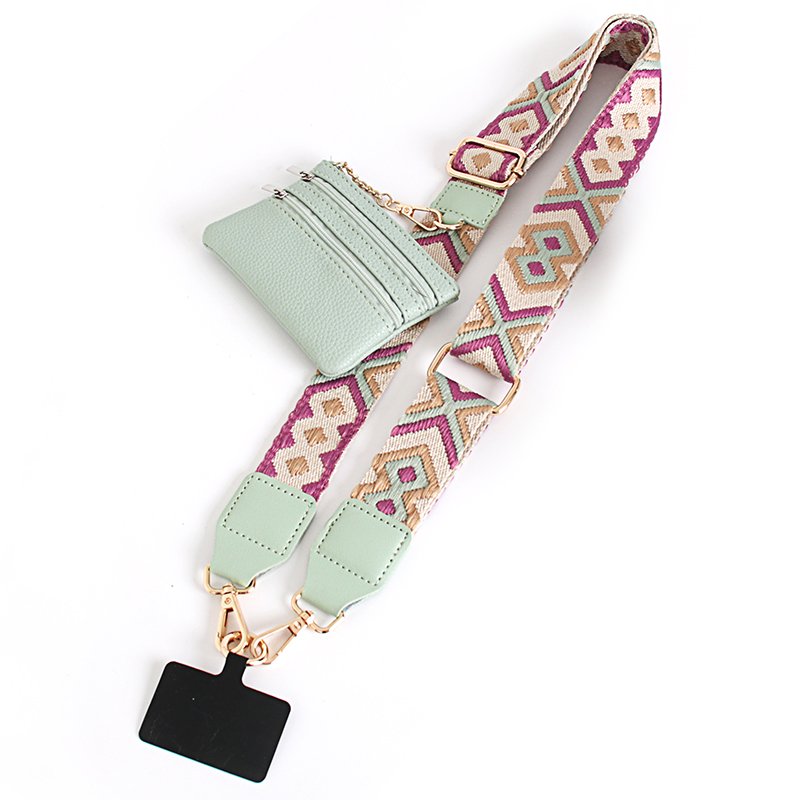 Personalized Custom Tether Patch Cell Phone Shoulder Strap Crossbody Mobile Phone Straps with Zipper Wallet Pouch