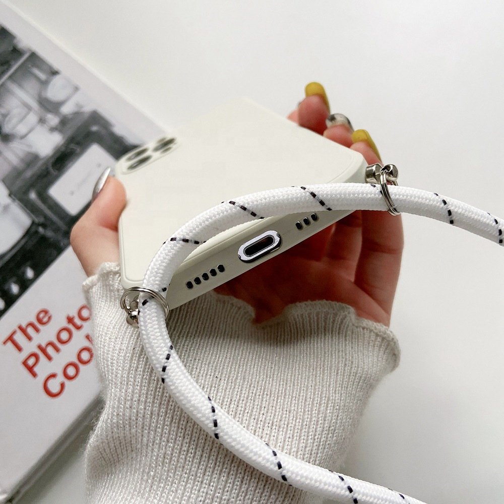 Bulk Soft Shockproof Crossbody Sling Silicone Phone Case Back Cover For Iphone 15 14 13 12 11 Pro Max Xs Xr Xsmax 7 8plus