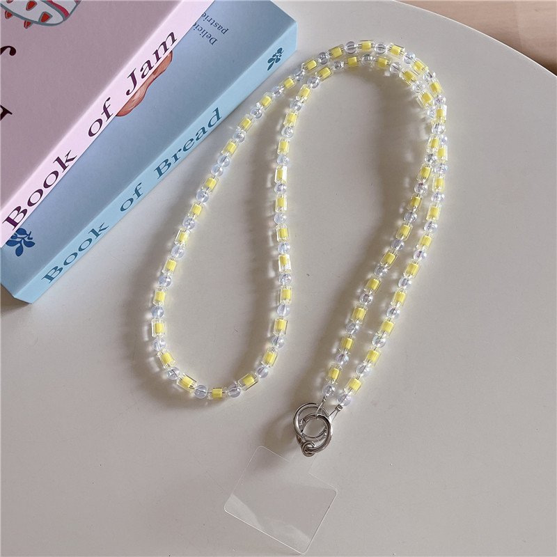 Luxury Mobile Phone Crossbody Lanyard Straps Transparent Pearl Bracelet Chain For iPhone 16 15 14 Pro Max Flip 6 5