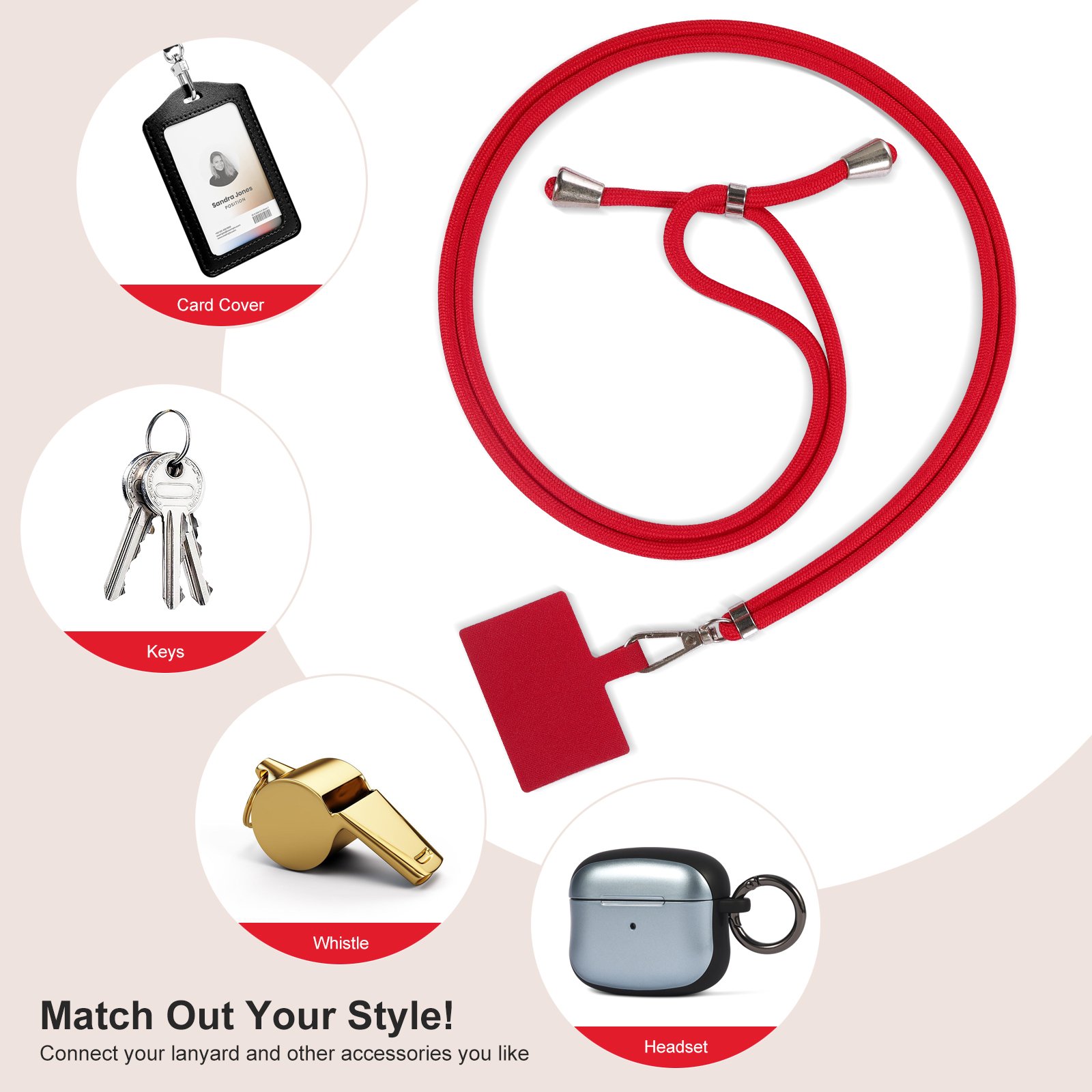 Chest universal polyester strap phone lanyard patch tether rope for mobile phone case crossbody lanyard neck strap rope beads