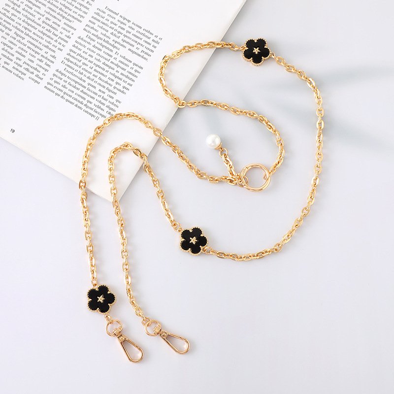 New Detachable Long Chain Pendant Oil Dripping Flower Metal Design Crossbody Chain Convenient Mobile Phone Lanyard Straps