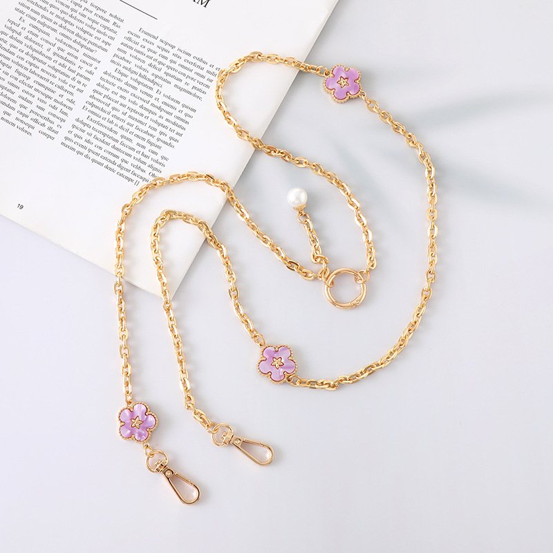 New Detachable Long Chain Pendant Oil Dripping Flower Metal Design Crossbody Chain Convenient Mobile Phone Lanyard Straps