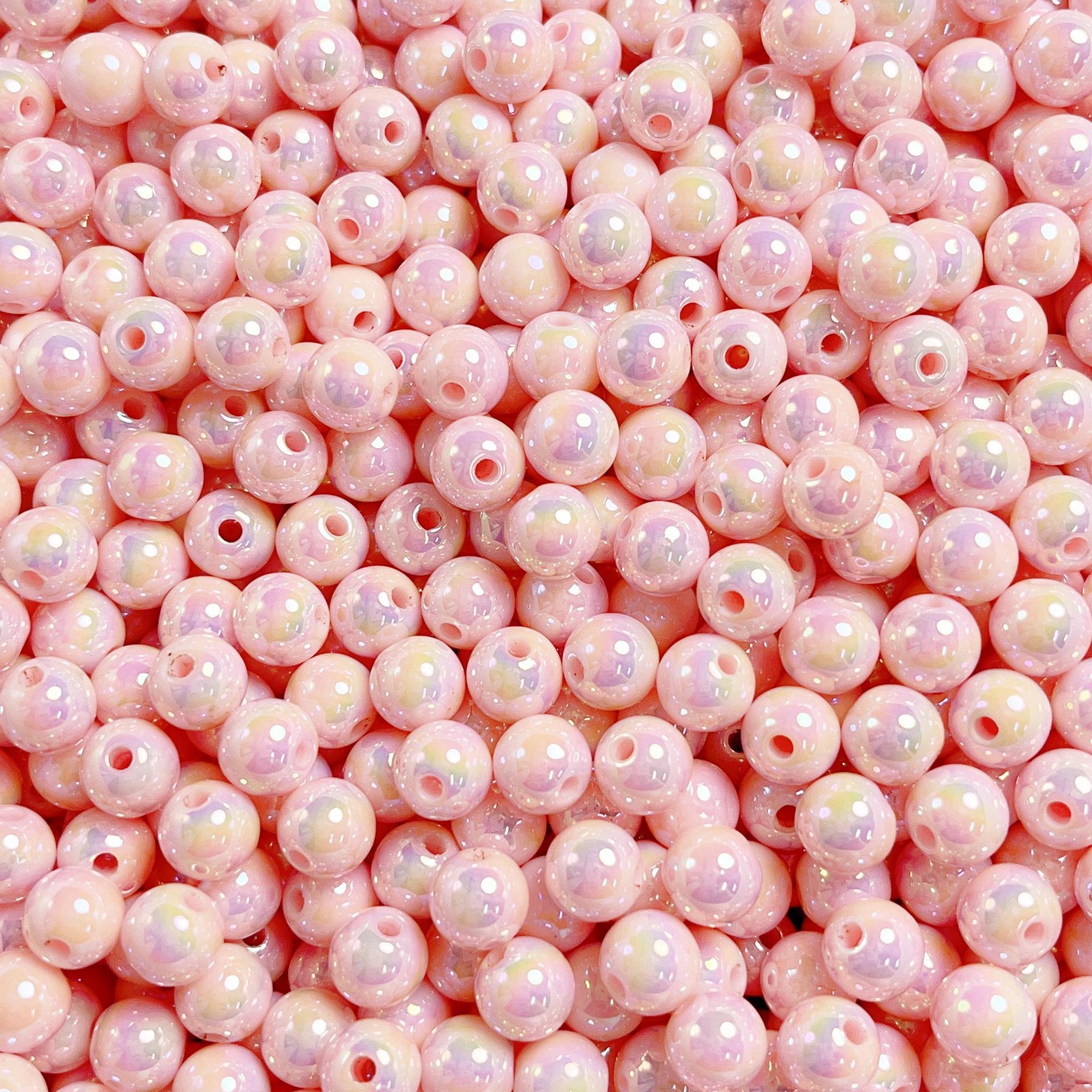 High Quality 8-12mm Luminous Cream Solid Color Round Separated Bead Diy Mobile Phone Chain Bracelet Bead Jewelry Accessories