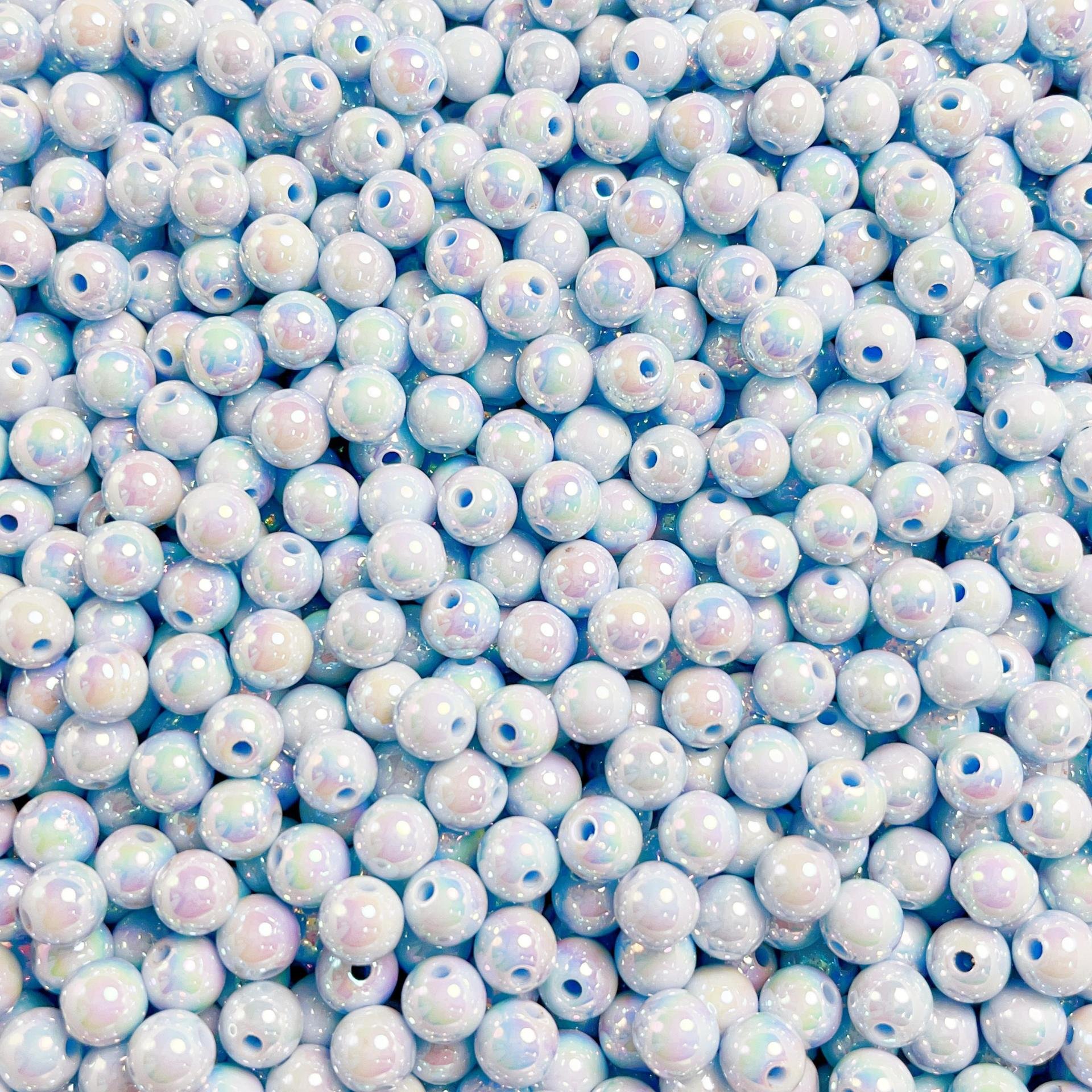 High Quality 8-12mm Luminous Cream Solid Color Round Separated Bead Diy Mobile Phone Chain Bracelet Bead Jewelry Accessories