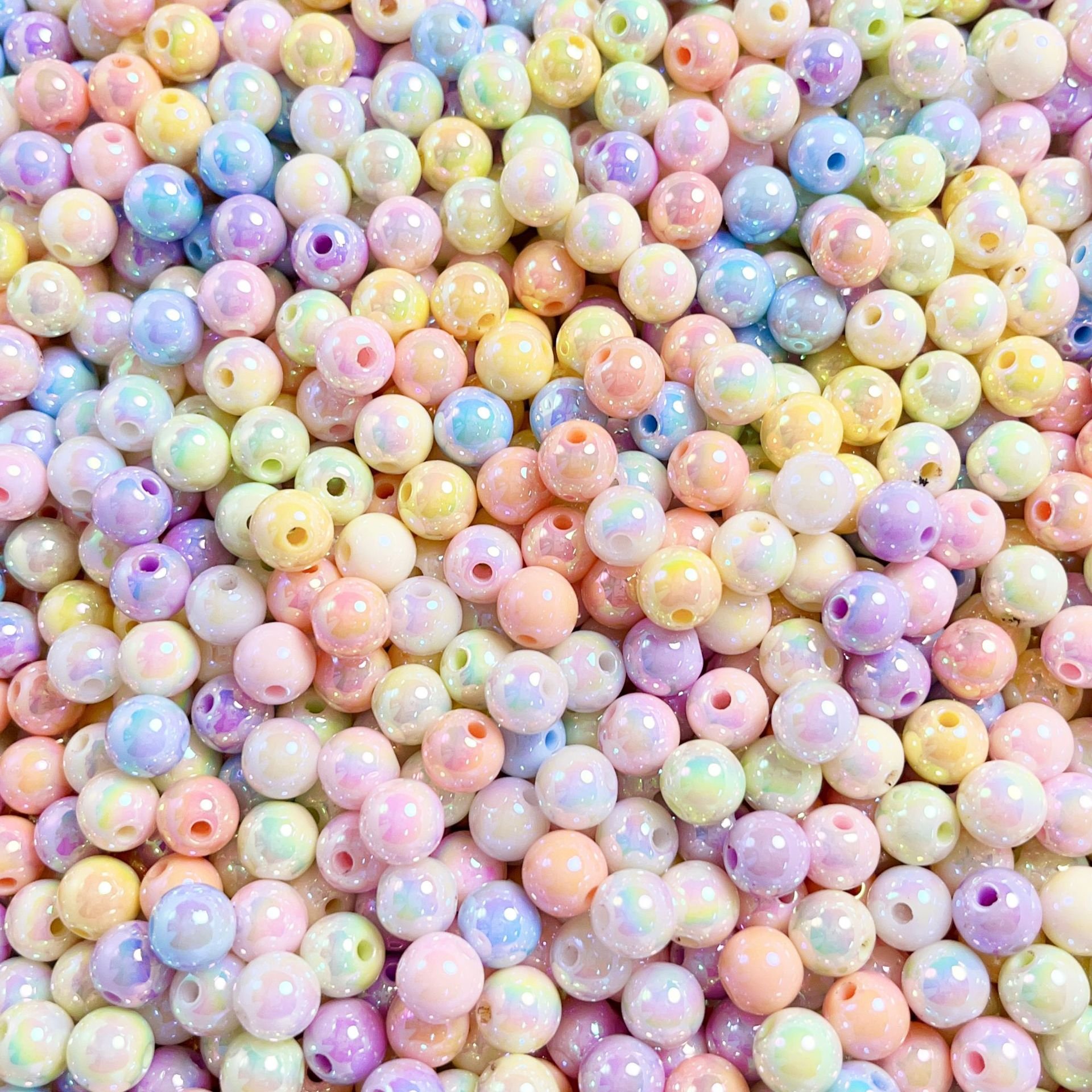 High Quality 8-12mm Luminous Cream Solid Color Round Separated Bead Diy Mobile Phone Chain Bracelet Bead Jewelry Accessories