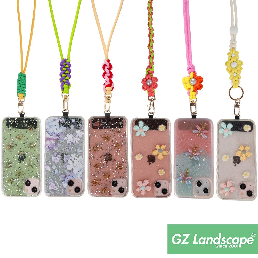 Custom handmade macrame flower paracord knot keychain universal adjustable necklace braided strap phone lanyard