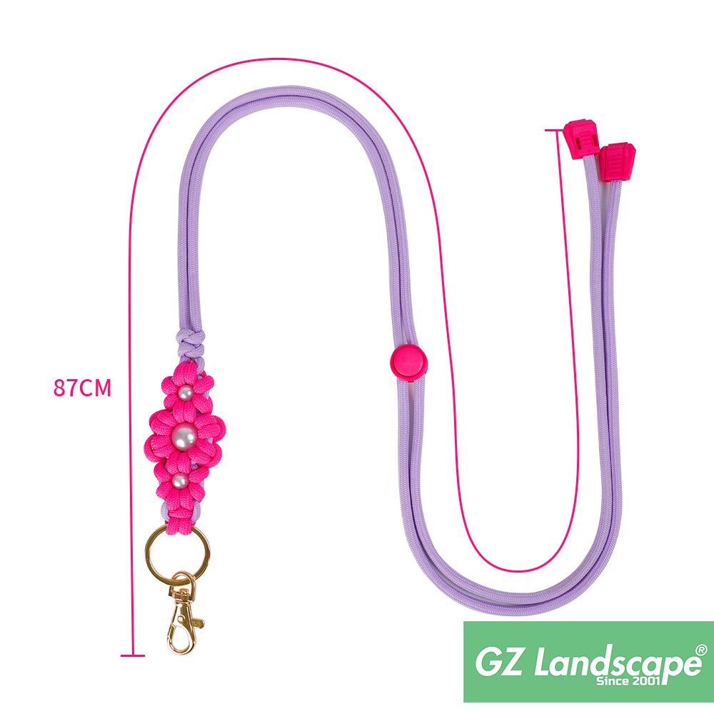 Custom handmade macrame flower paracord knot keychain universal adjustable necklace braided strap phone lanyard