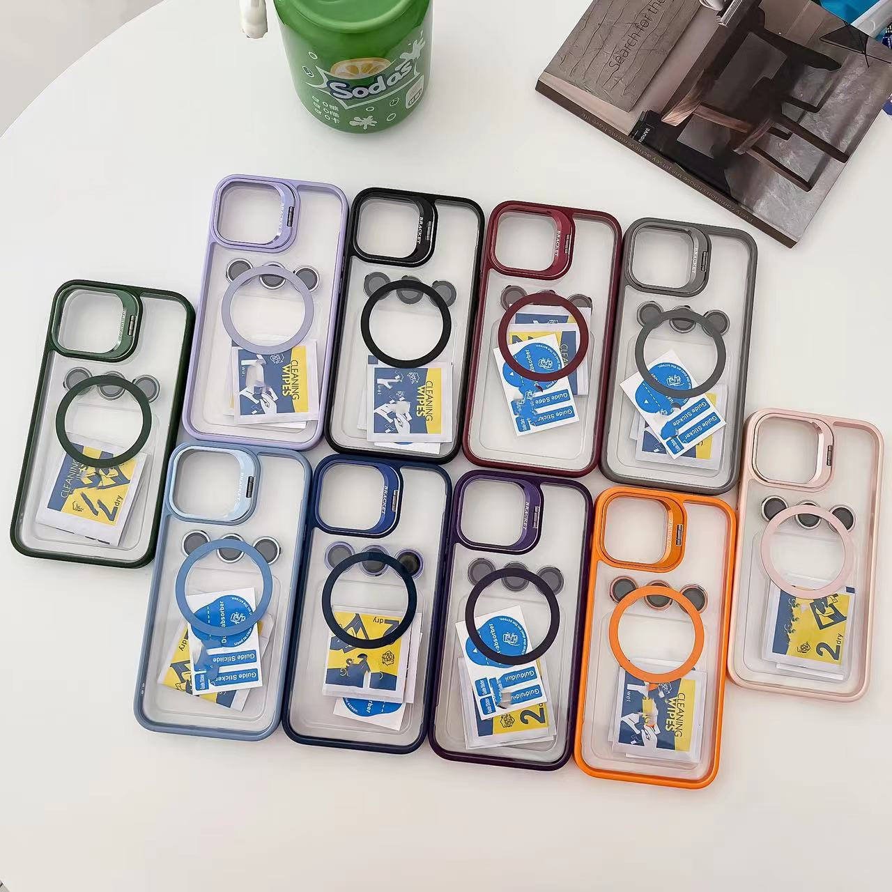 Magnetic wireless charging camera lens metal ring stand shockproof TPU PC Phone Case For iPhone 15 14 13 12 Pro Max