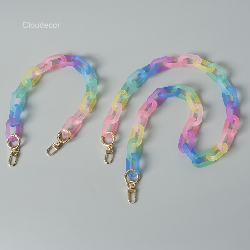 Colorful Acrylic Mobile Phone Chain Manual Detachable Phone Case Decoration Bag Chain Rainbow Acrylic Phone Strap Necklace