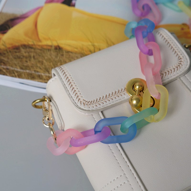 Colorful Acrylic Mobile Phone Chain Manual Detachable Phone Case Decoration Bag Chain Rainbow Acrylic Phone Strap Necklace