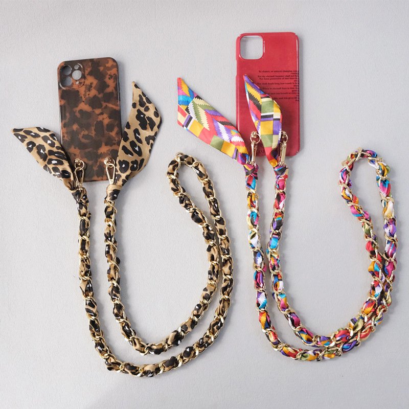 120cm Elegant Scarf Metal Bag Chain Phone Strap Luxury Crossbody Mobile Case Straps Accessories Charm Chest Bag Strap