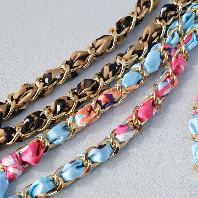 120cm Elegant Scarf Metal Bag Chain Phone Strap Luxury Crossbody Mobile Case Straps Accessories Charm Chest Bag Strap