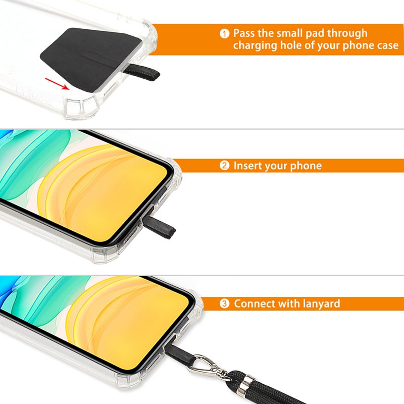 Universal Nylon Cell Phone Lanyard Safety Tether Adjustable Neck Strap with Phone Patch
