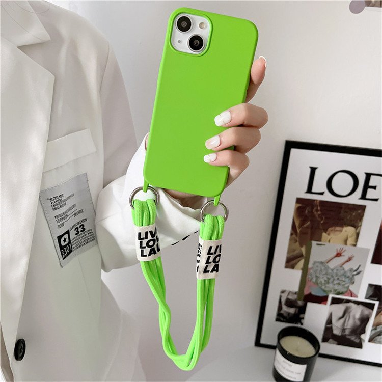 Liquid silicon luxury lanyard rope chain cord soft phone case for iPhone 16 pro max 15 14 13 12 11 Pro Max Korean cover