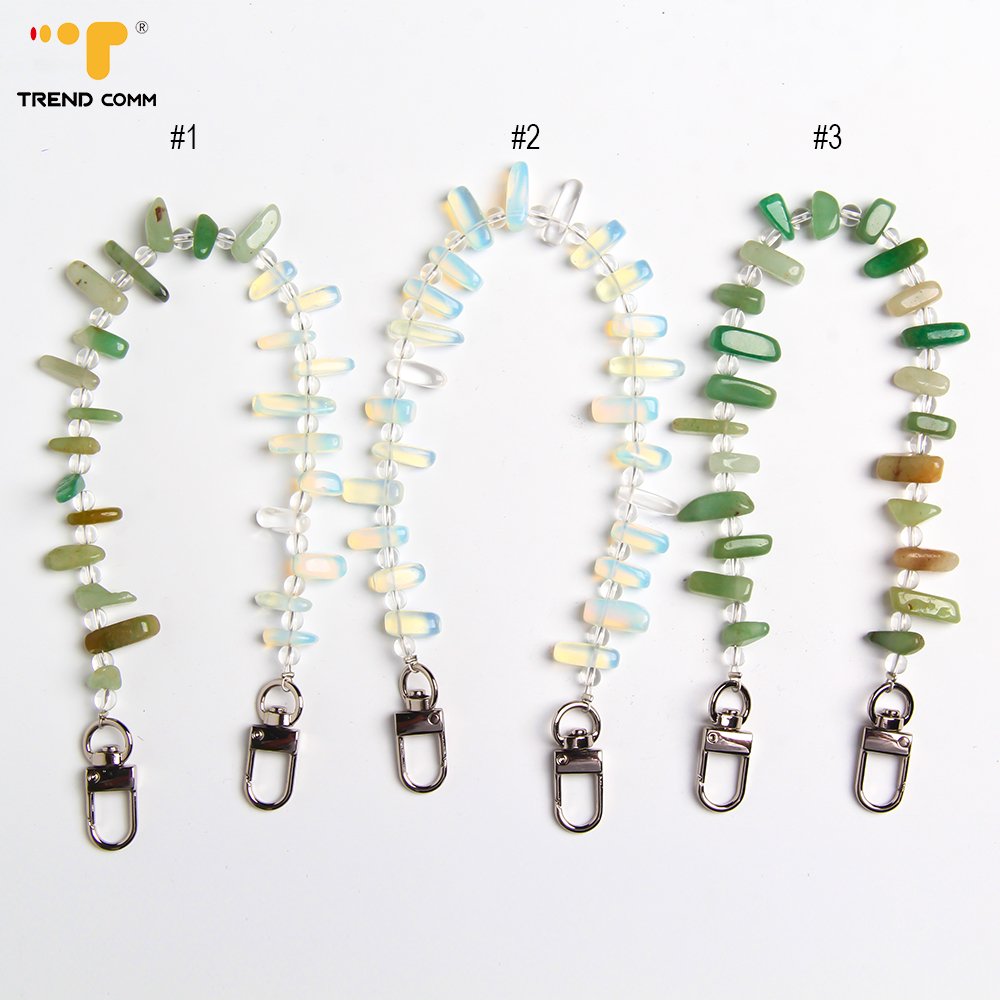 Candy-Colored Acrylic Crossbody Lanyard Mobile Phone Strap Mix Collar Clay with Lovely Beaded Charms Back Clip with Chain