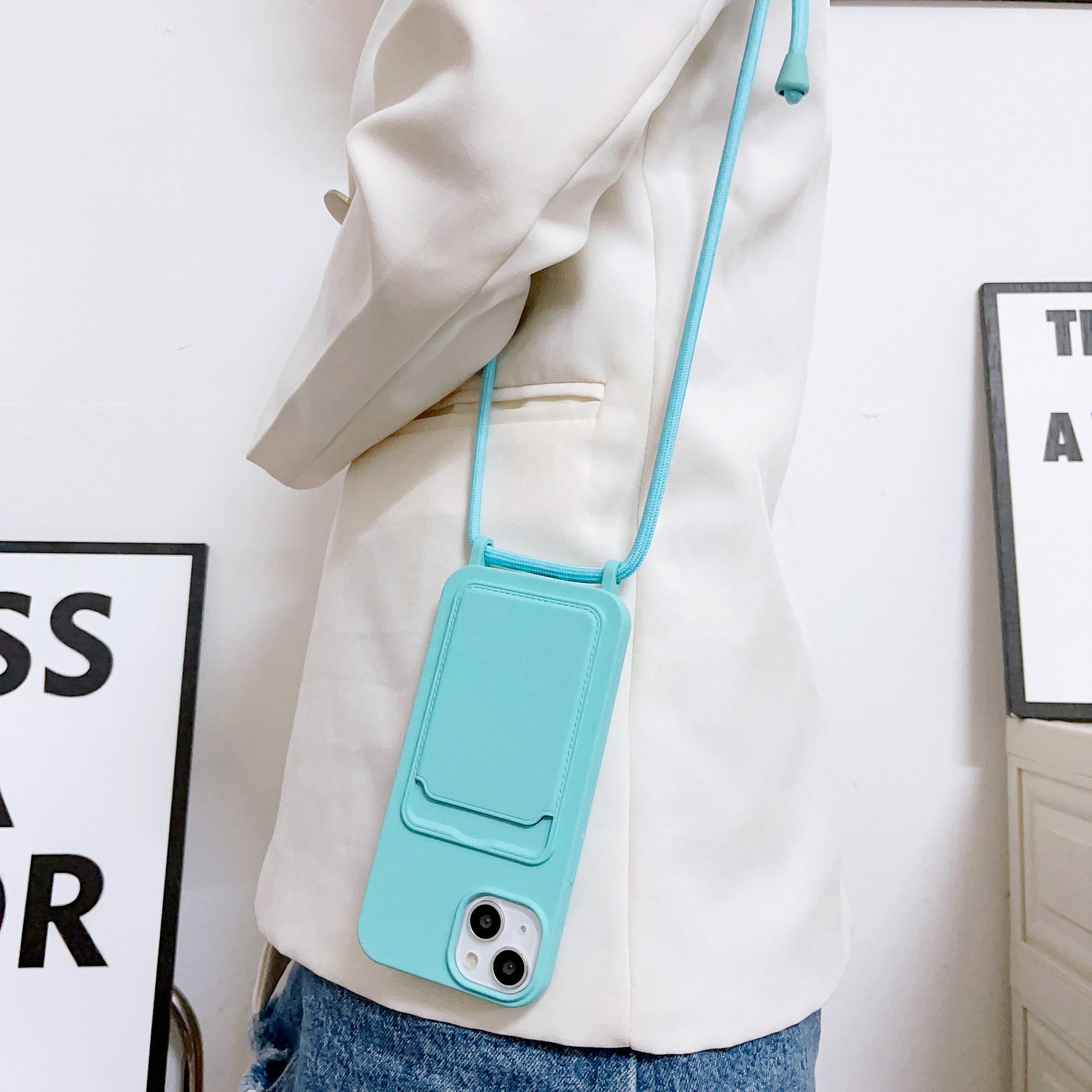 New silicone phone case card holder with crossbody lanyard strap cover for iphone 16 15 14 13 pro max 11 12 13 14 pro x xr xs