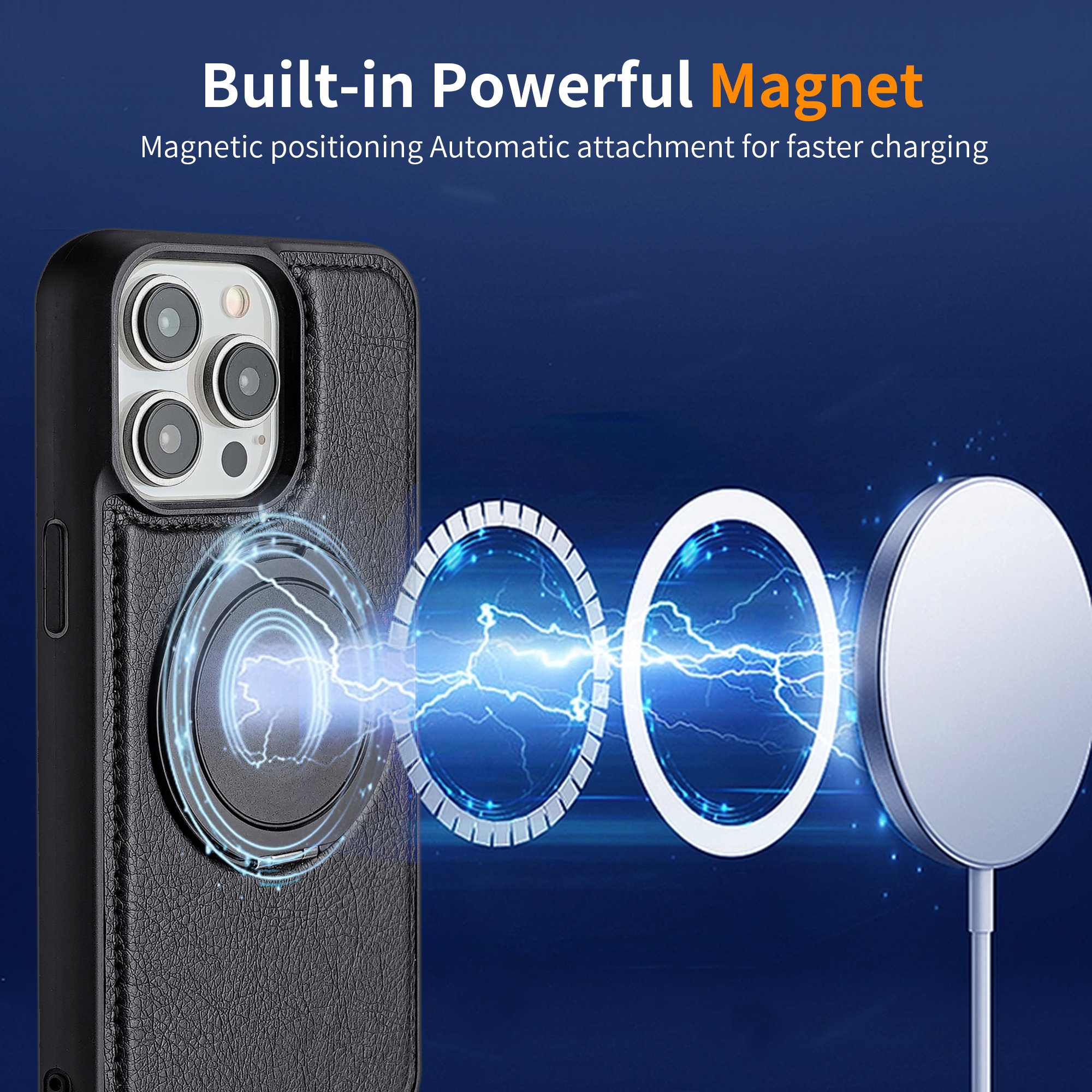 360 Rotatable Magnetic Ring Stand Phone Cover For IPhone 16 Pro Pu Leather Phone Case For IPhone 16 15 14 13 12 11 For Samsung
