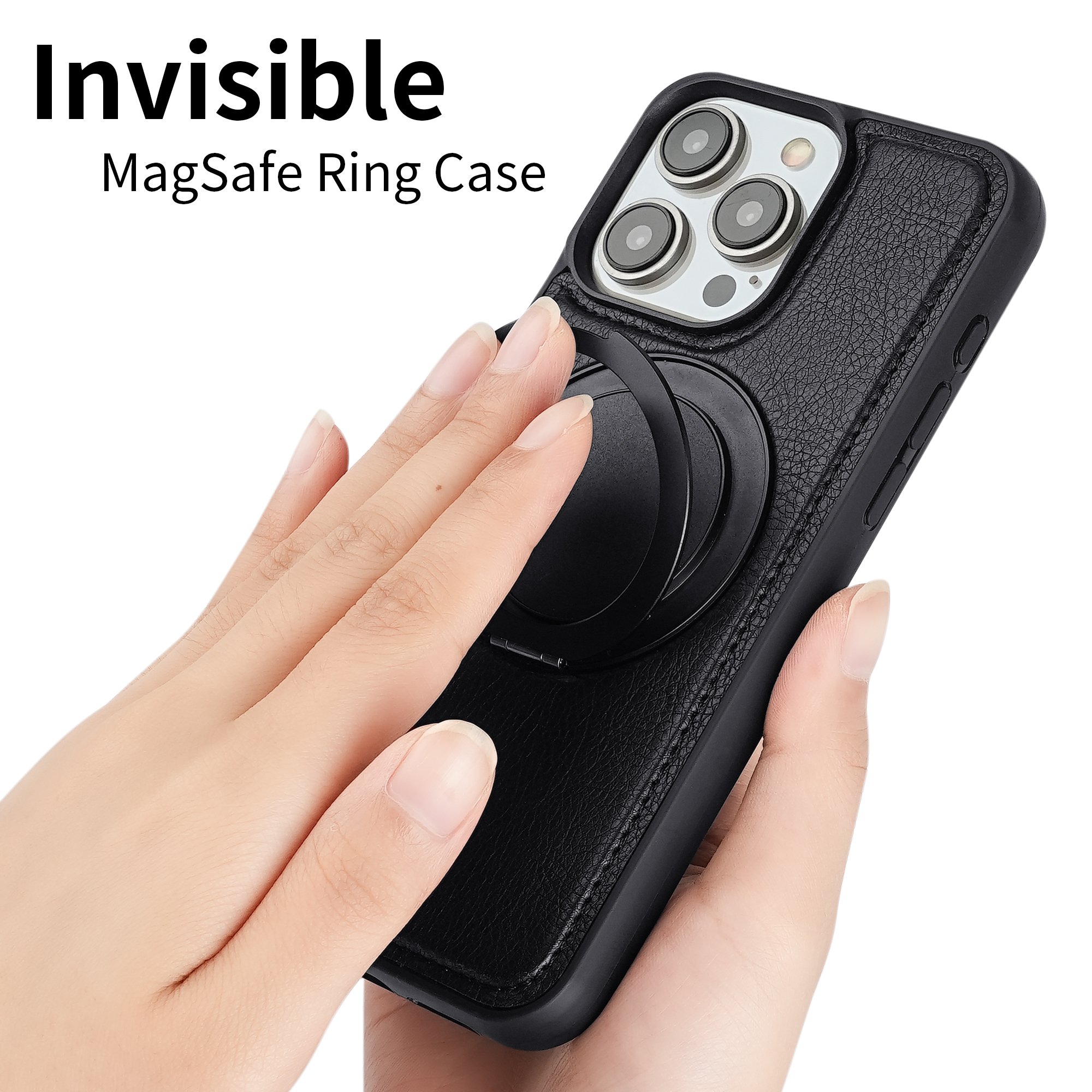 360 Rotatable Magnetic Ring Stand Phone Cover For IPhone 16 Pro Pu Leather Phone Case For IPhone 16 15 14 13 12 11 For Samsung