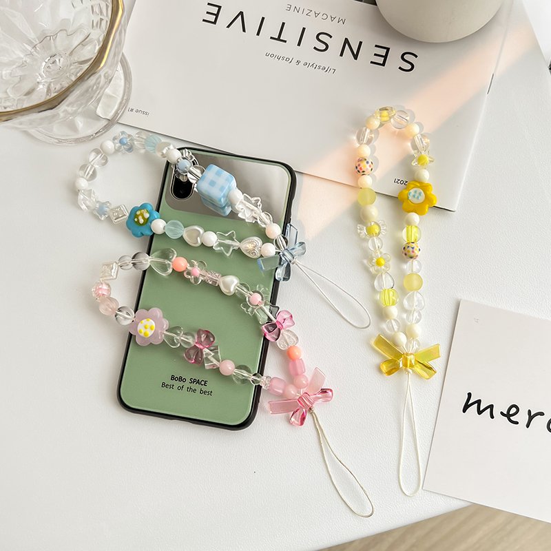 Lilangda Sweet and Cute Pink Flower Mobile Strap Phone Chains For Women Chain Phone Pendant Charm Key Anti-Lost Lanyard Jewelry