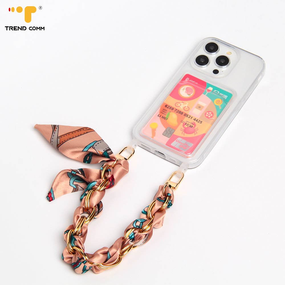 Mini Luxury Metal Phone Key Chain Personalized Wrist Strap Lanyard with Scarves for Mobile Phones Bulk Product