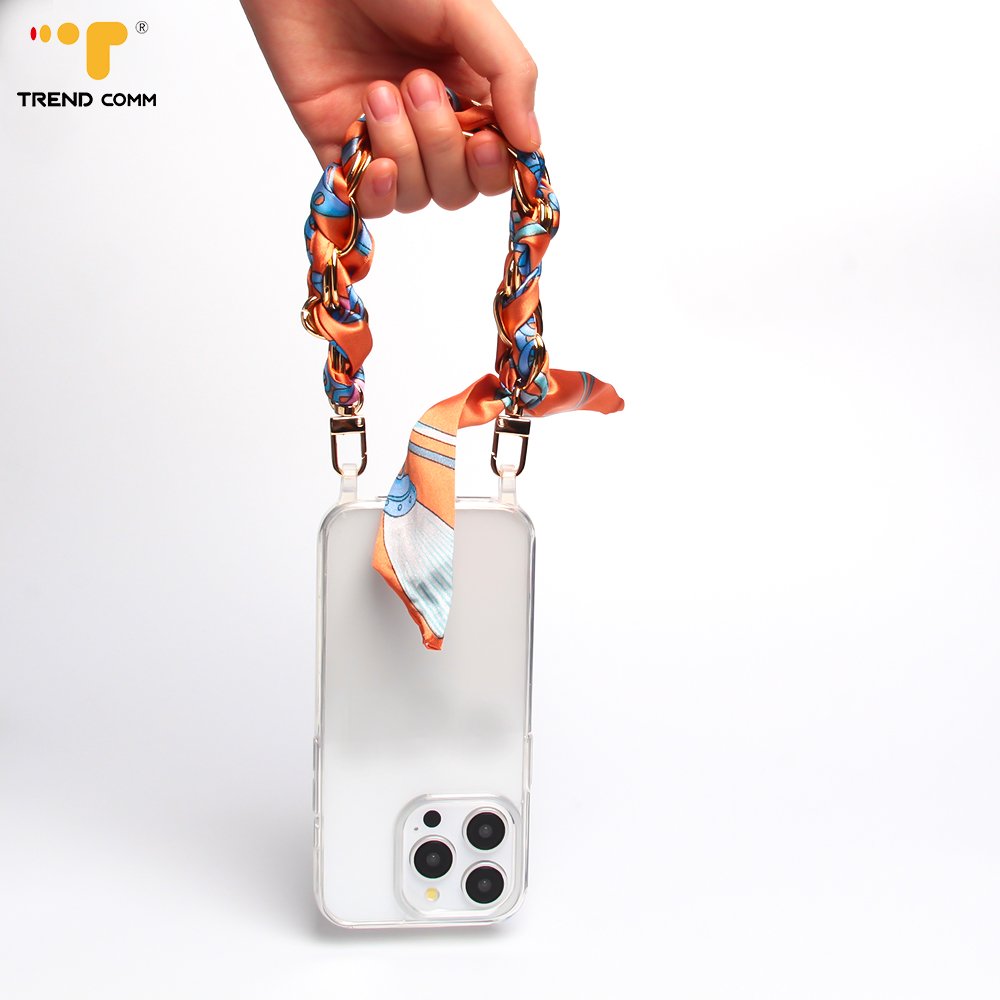 Mini Luxury Metal Phone Key Chain Personalized Wrist Strap Lanyard with Scarves for Mobile Phones Bulk Product