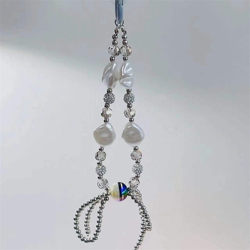 REWIN Creative Anti-lost Pearl Bowknot Cellphone Strap Hanging Cord Beads Keychain Bracelet Mobile Phone Chain Charm