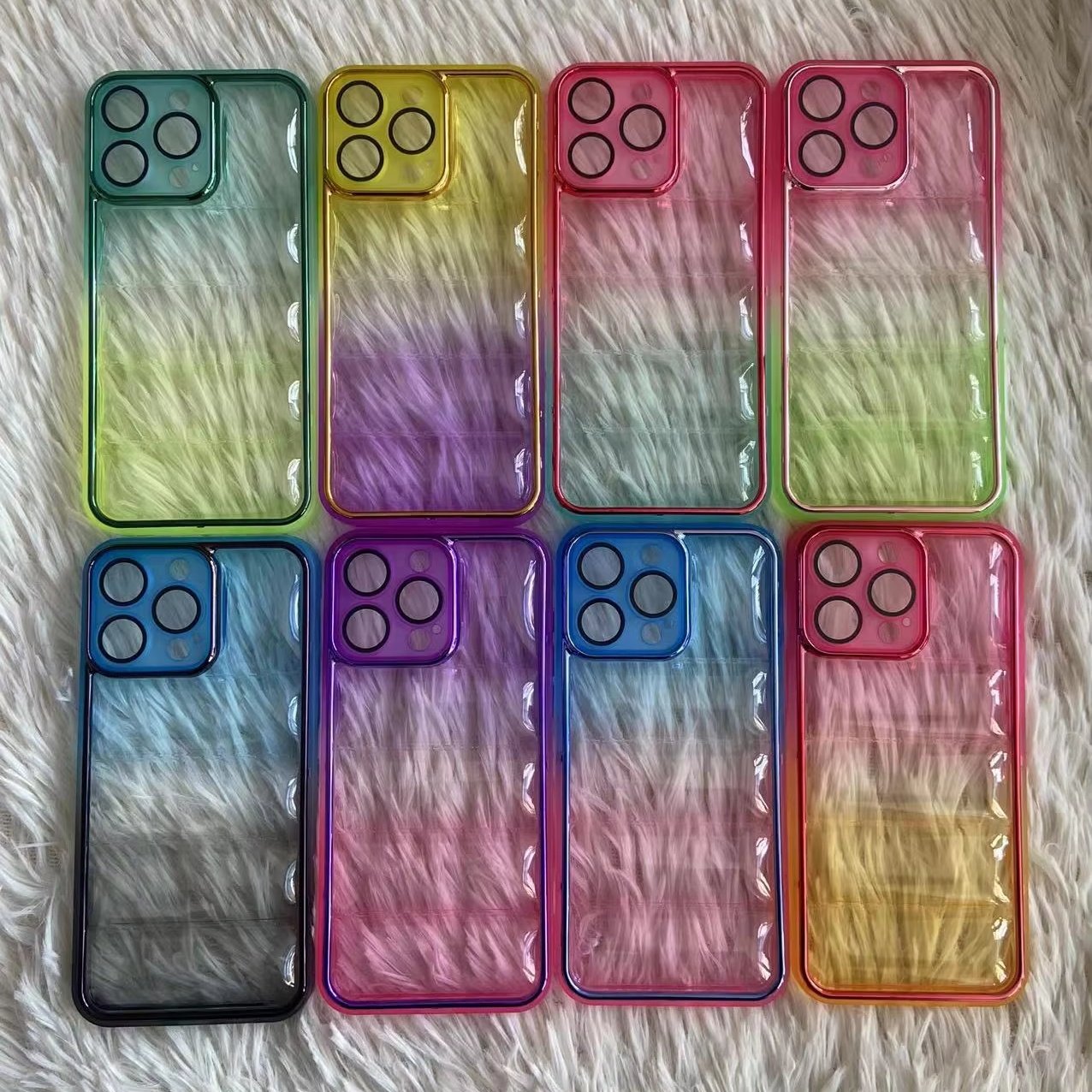 For Infinix Hot 30 Electroplating Frame Tpu Phone Cover For iPhone 15 14 13 12 11 Double Gradient Color Puffer Phone Case