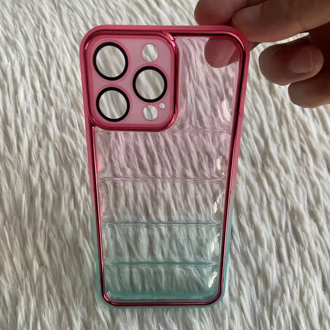 For Infinix Hot 30 Electroplating Frame Tpu Phone Cover For iPhone 15 14 13 12 11 Double Gradient Color Puffer Phone Case