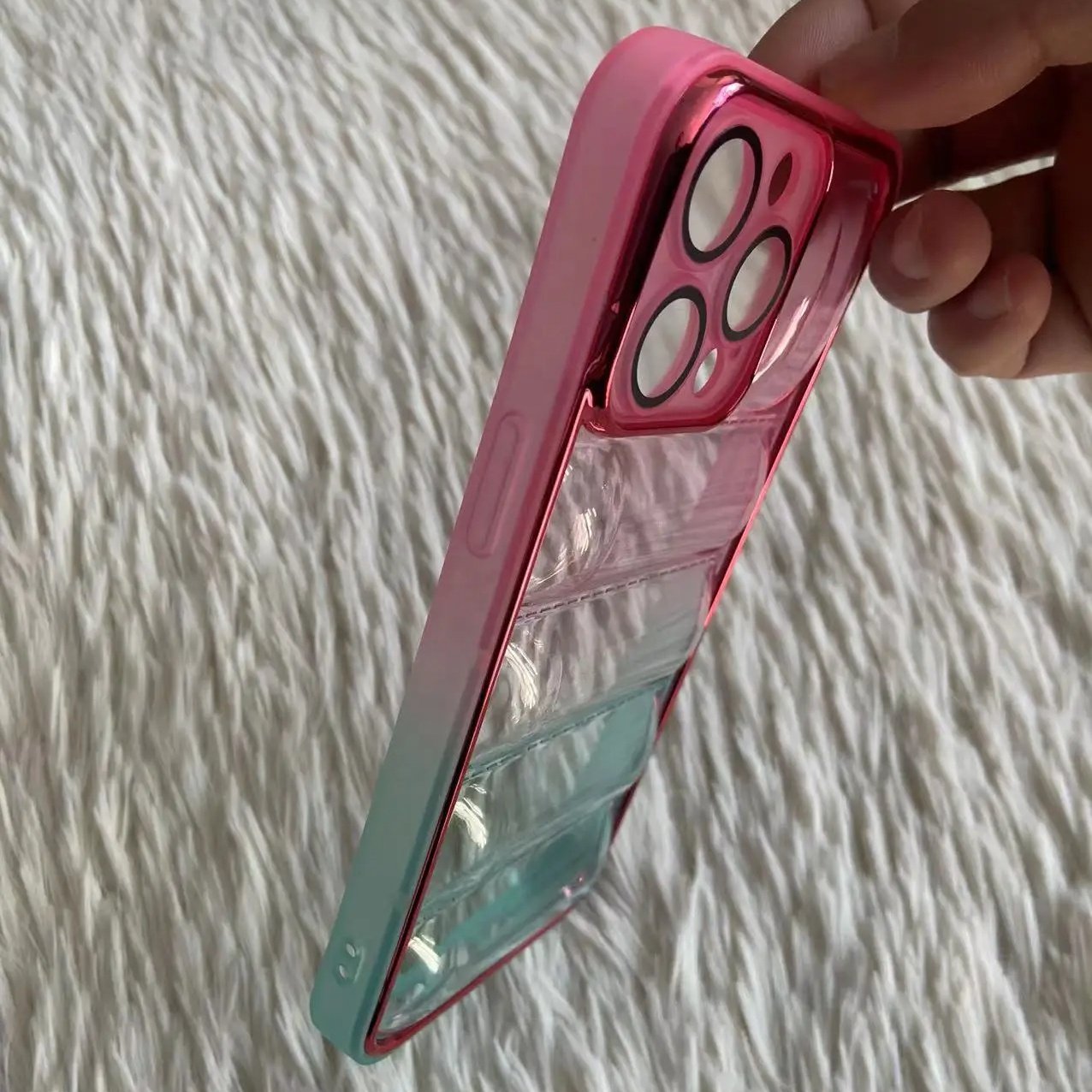 For Infinix Hot 30 Electroplating Frame Tpu Phone Cover For iPhone 15 14 13 12 11 Double Gradient Color Puffer Phone Case