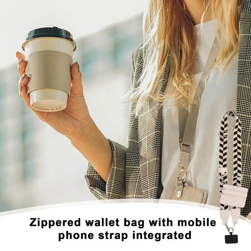 Phone Strap With Zippered Pouch Clip And Go Strap For Phone With Wallet Crossbody Phone Lanyard Crossbody For Women